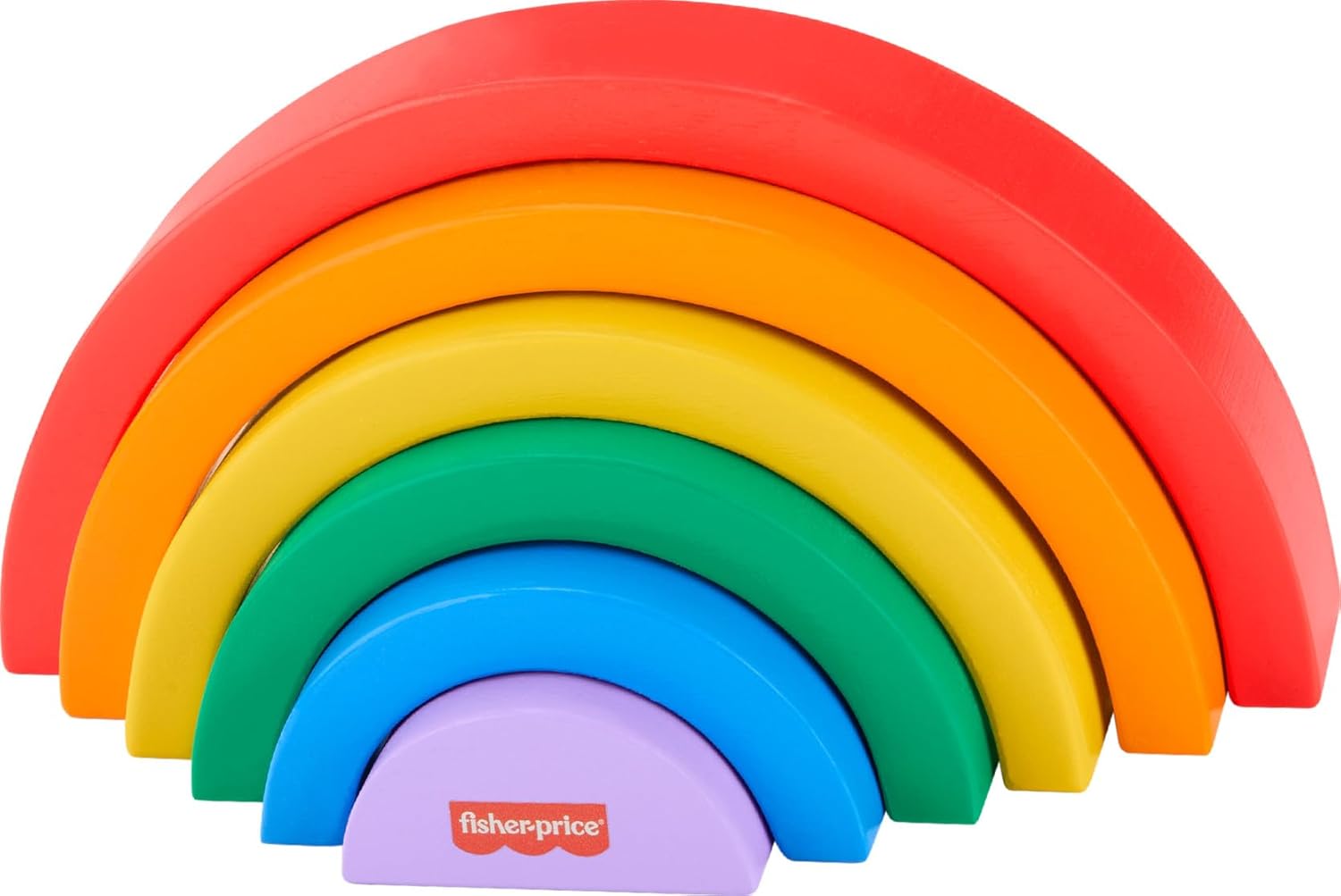 Fisher-Price Wood Toddler Toy Stacking Rainbow, 6 Colorful Wooden Pieces for Building Developmental Play Kids Ages 18+ Months