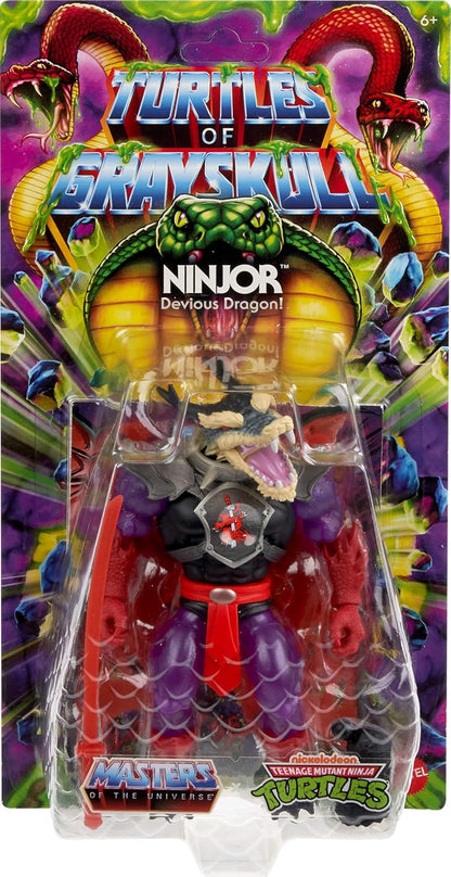 Masters of Universe Origins Turtles of Grayskull Ninjor Reptile Wars Posable Action Figure, Teenage Mutant Ninja & MOTU Crossover Villain Ninja Toy