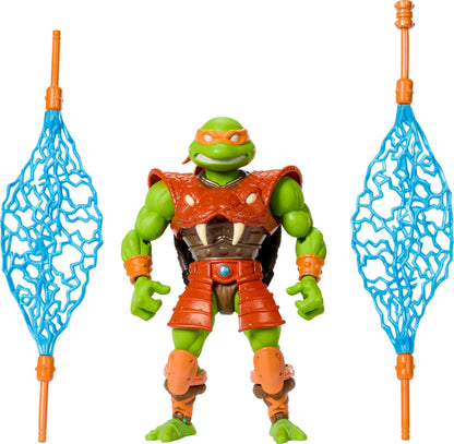 Masters of Universe Origins Turtles of Grayskull Michelangelo Reptile Wars Posable Action Figure, Teenage Mutant Ninja & MOTU Crossover Hero Mikey Toy