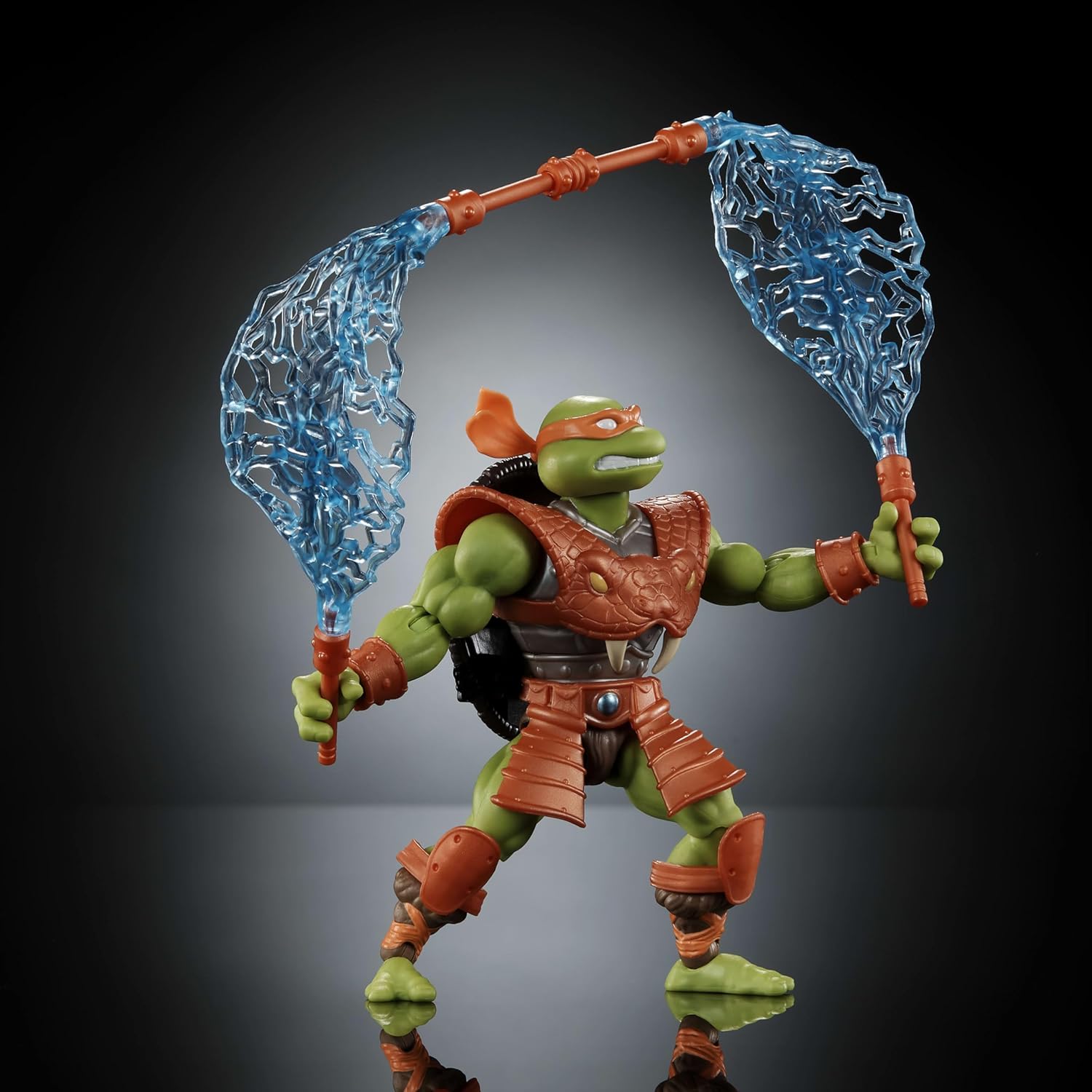 Masters of Universe Origins Turtles of Grayskull Michelangelo Reptile Wars Posable Action Figure, Teenage Mutant Ninja & MOTU Crossover Hero Mikey Toy