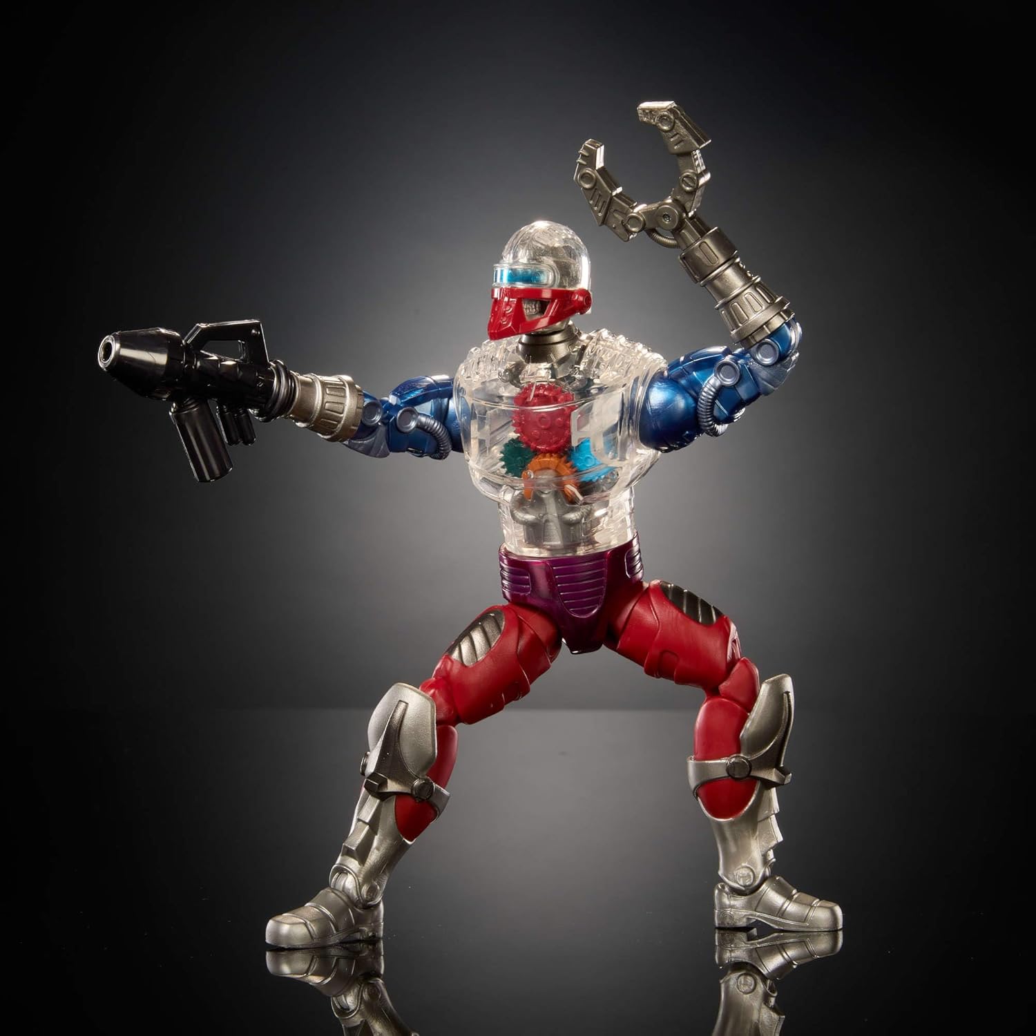 Masters of the Universe Masterverse 7-Inch Action Figure, New Eternia Roboto, MOTU Toy Hero with Clear Mechanical Torso, 30 Articulations, JBP78