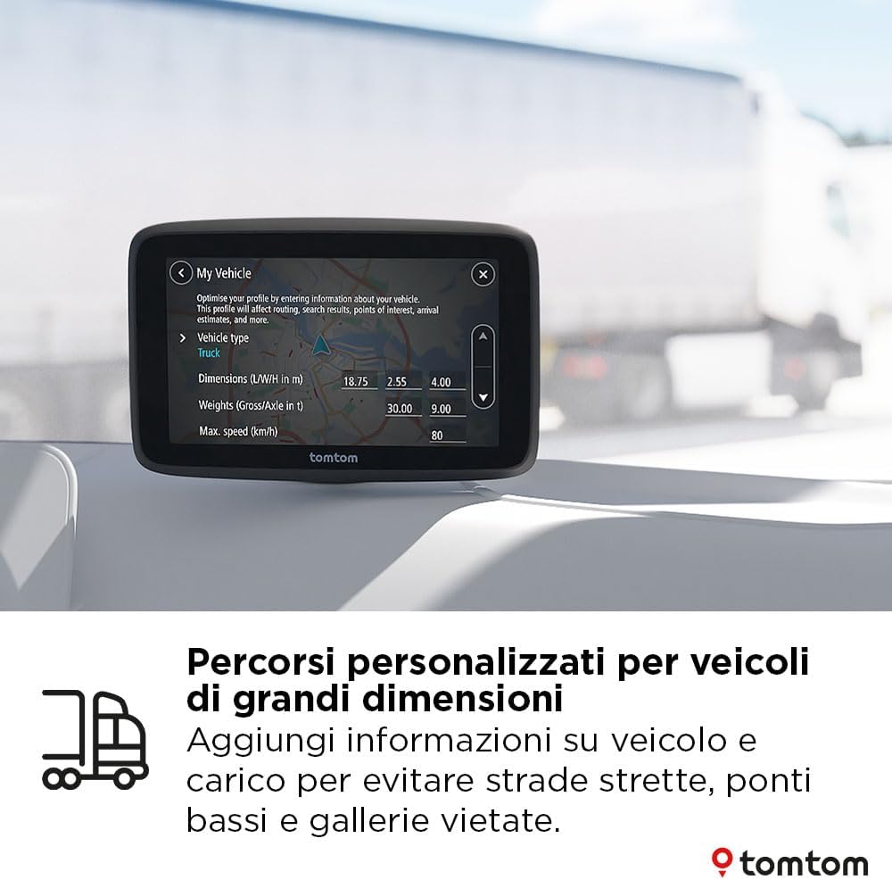 TomTom Truck Sat Nav GO Professional 2nd generation (6" Capacitive Touchscreen with Europe Maps and Real-Time Traffic Information, Designed for Truck, Lorry, Coach, Bus and Large Vehicles