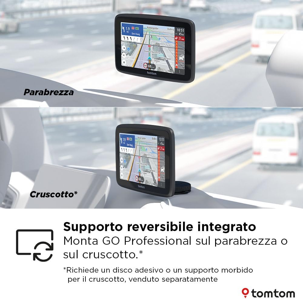 TomTom Truck Sat Nav GO Professional 2nd generation (6" Capacitive Touchscreen with Europe Maps and Real-Time Traffic Information, Designed for Truck, Lorry, Coach, Bus and Large Vehicles
