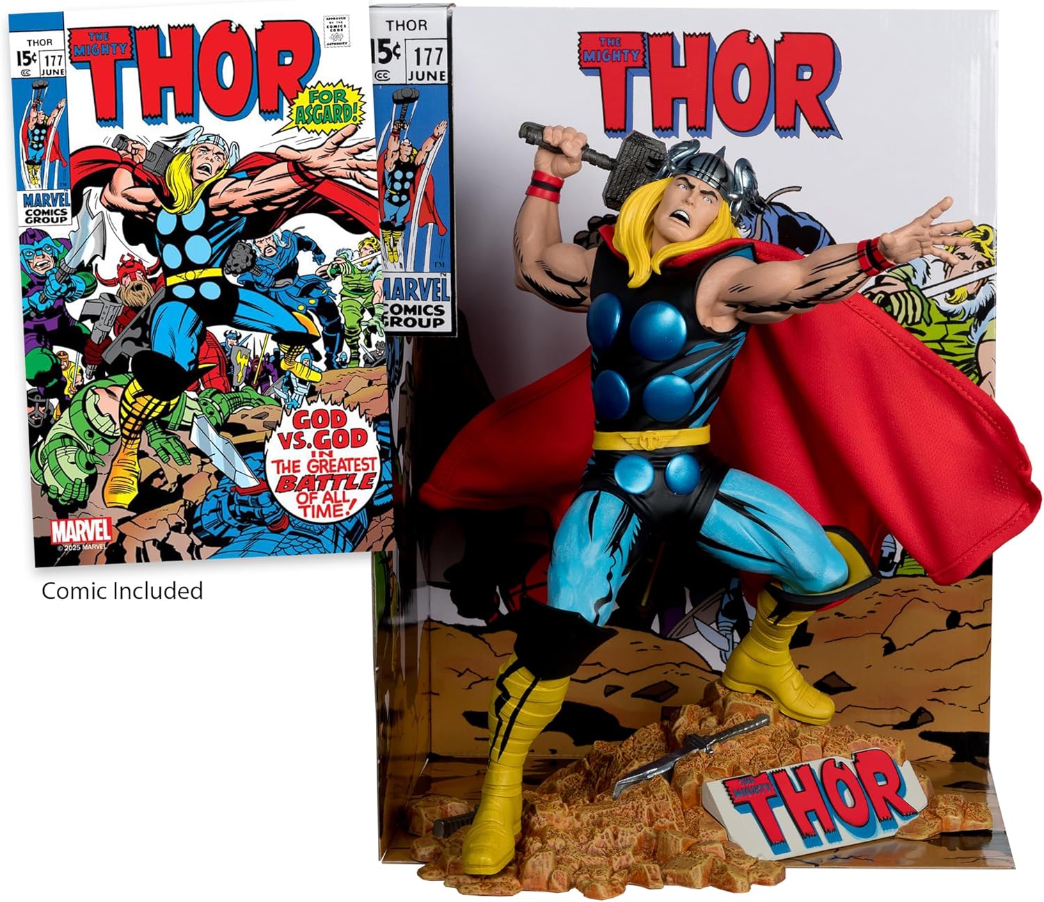 McFarlane Toys - Marvel Thor 1:6th Scale Collectible with Scene & Comic (The Mighty Thor #177