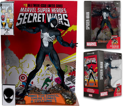 McFarlane Toys - Marvel Spider-Man coleccionable a escala 1:6 con escena y cómic (Marvel Super Heroes Secret Wars #8