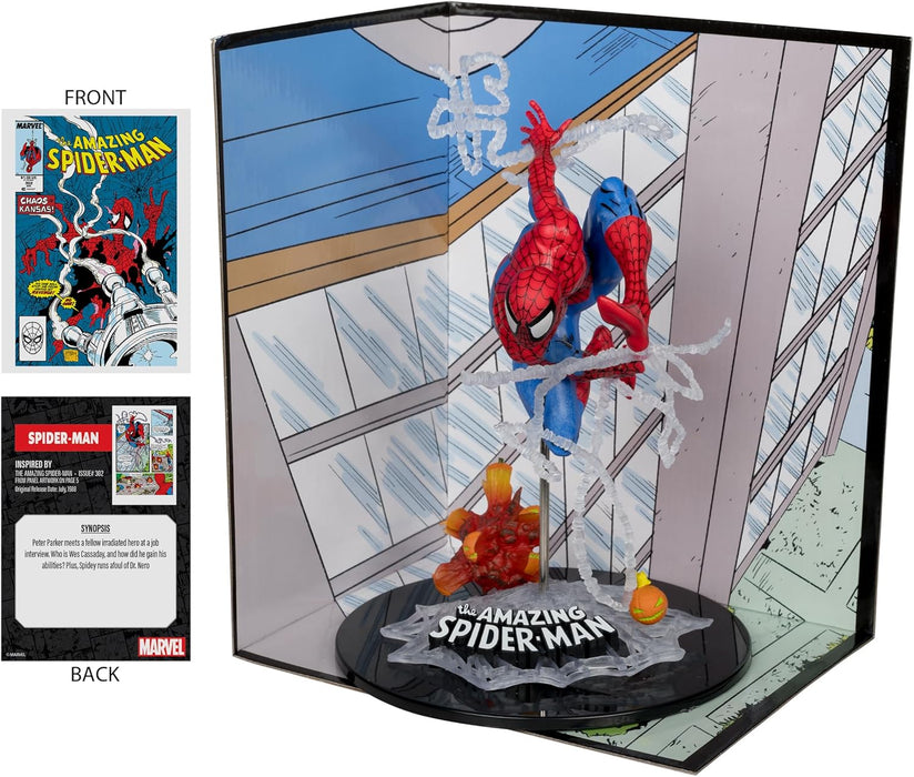 McFarlane Toys - Marvel Spider-Man coleccionable a escala 1:10 con escena (The Amazing Spider-Man #302