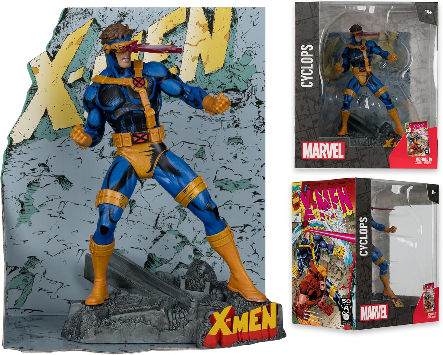 McFarlane Marvel Cyclops - Giocattolo da collezione in scala 1:10 con scena (X-Men #1