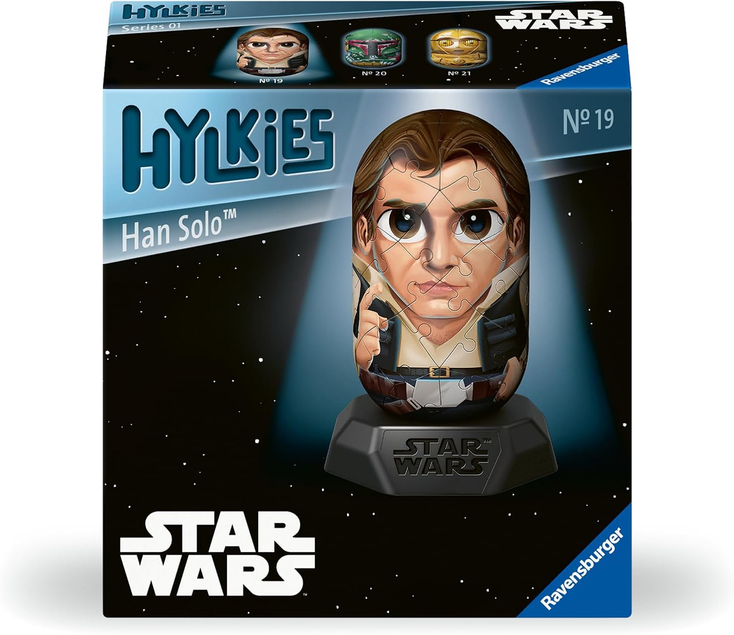 Ravensburger Hylkies: la Nueva Gama coleccionables para Montar tú Mismo. Figura #19 – Han Solo – para Todos los Fans de Star Wars – Construir, Enamorarse, coleccionar, Color Azul (12008006