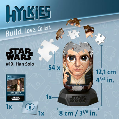 Ravensburger Hylkies: la Nueva Gama coleccionables para Montar tú Mismo. Figura #19 – Han Solo – para Todos los Fans de Star Wars – Construir, Enamorarse, coleccionar, Color Azul (12008006