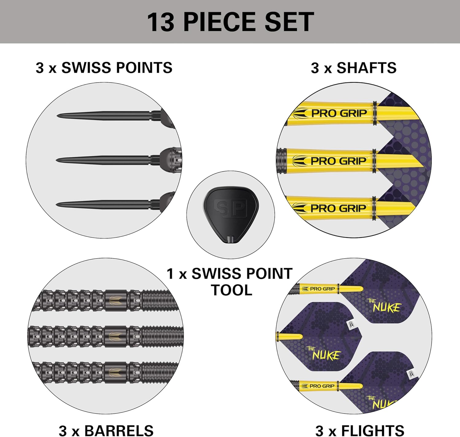 TARGET Darts Luke Littler G1 Steel Tip Swiss Point Darts, 90% Tungsten Dart, 22G/23G/24G | Generation 1 Steel Tip Dart, Player Edition Swiss Points Dart Sets with Tool, Pro Grip Shafts & No.2 Flights