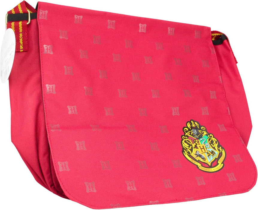 Harry Potter Hogwarts Crest Burgundy Messenger Courier Bag (01721