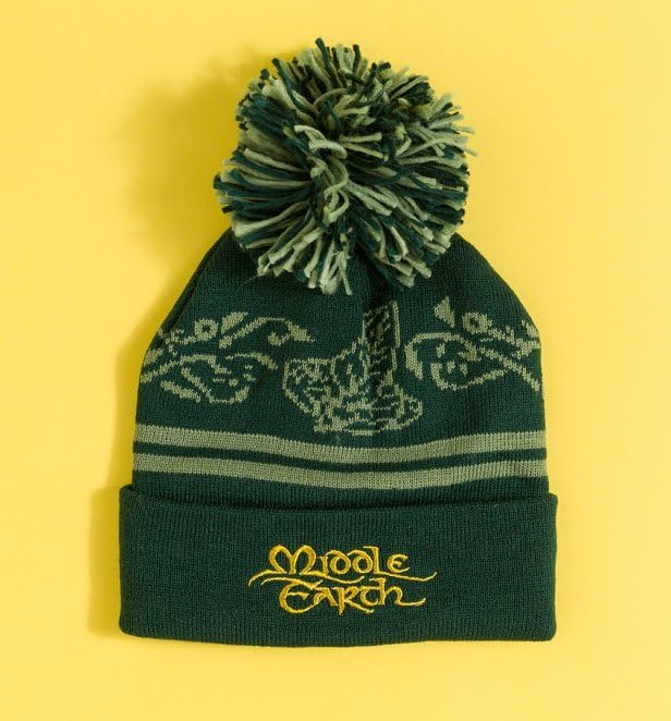 Lord of The Rings Middle Earth Knitted Bobble Hat and Scarf Set Green