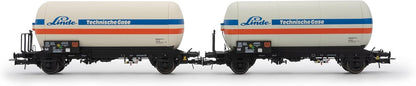Rivarossi HR6643 DB, 2-unit set of 2-axle gas tank wagons Zgs, “Linde”, ep. IV