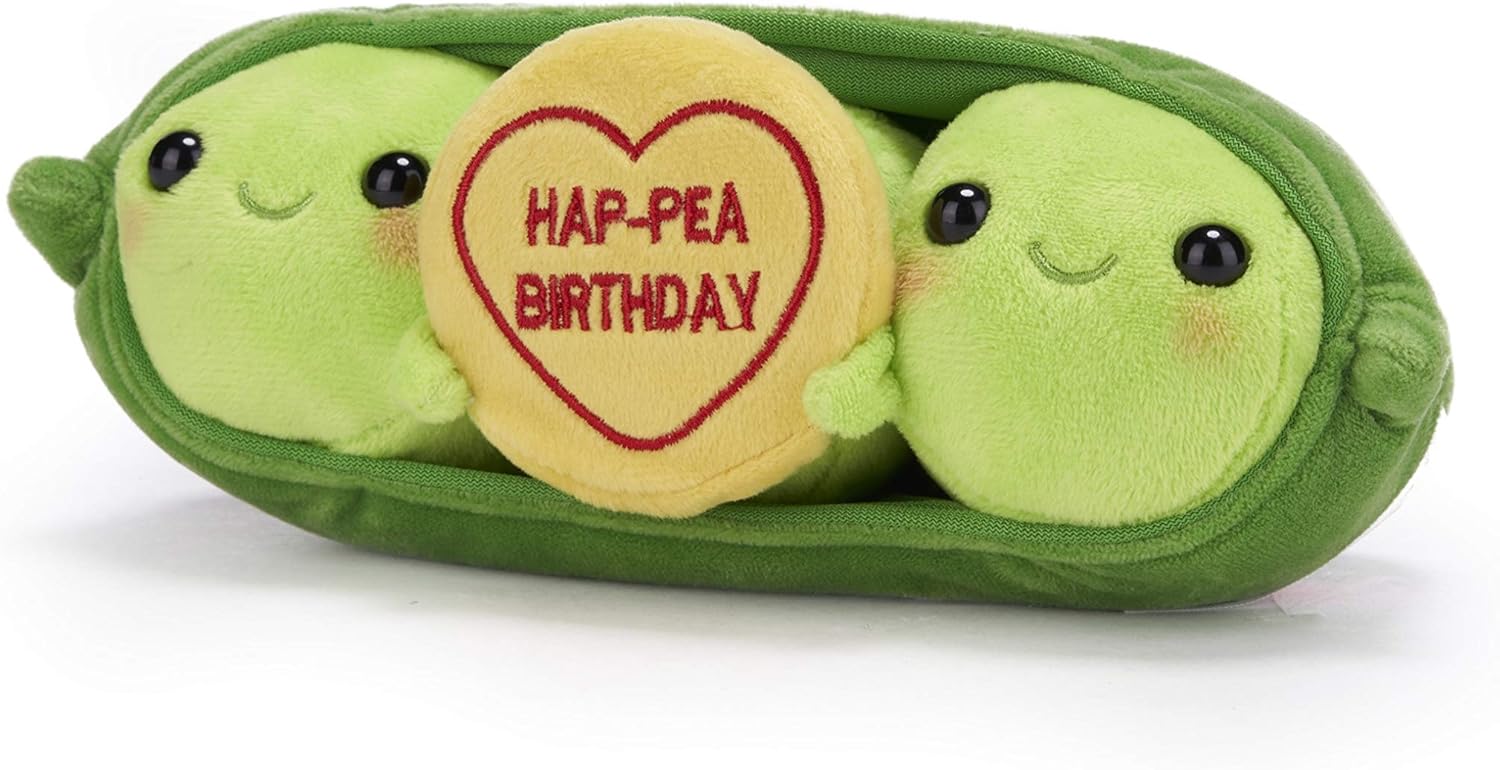 Swizzels Love Hearts Pete & Penelope Pea 'HAP-PEA BIRTHDAY' Message 9" Soft Toy (23cm