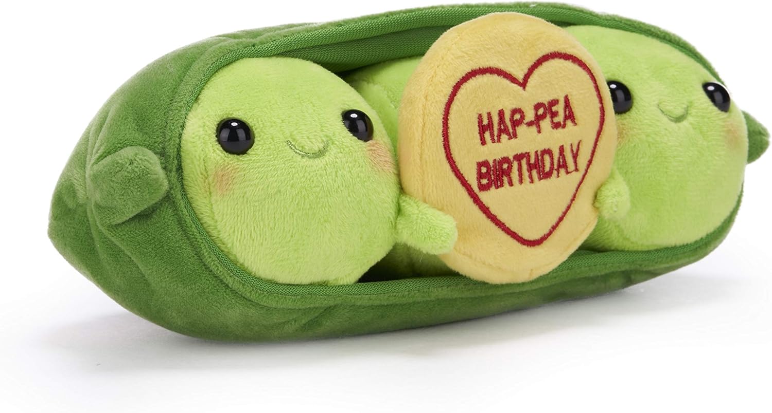 Swizzels Love Hearts Pete & Penelope Pea 'HAP-PEA BIRTHDAY' Message 9" Soft Toy (23cm