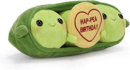 Swizzels Love Hearts Pete & Penelope Pea 'HAP-PEA BIRTHDAY' Message 9" Soft Toy (23cm