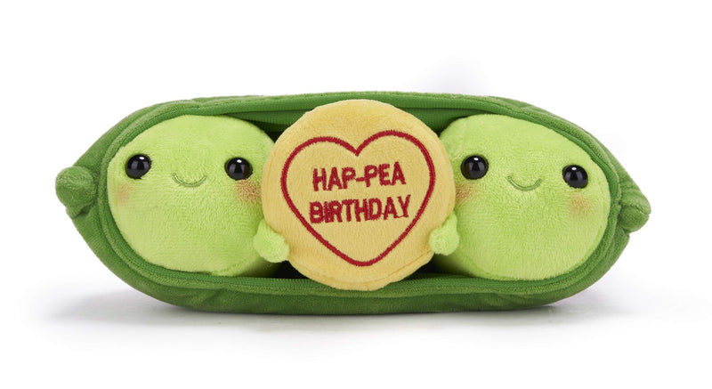 Swizzels Love Hearts Pete & Penelope Pea 'HAP-PEA BIRTHDAY' Message 9" Soft Toy (23cm
