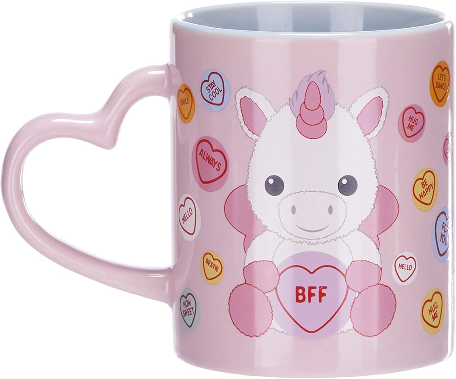 Posh Paws Swizzels Love Hearts 11OZ Sparkles The Unicorn BFF Heart Shaped Handle Ceramic Mug