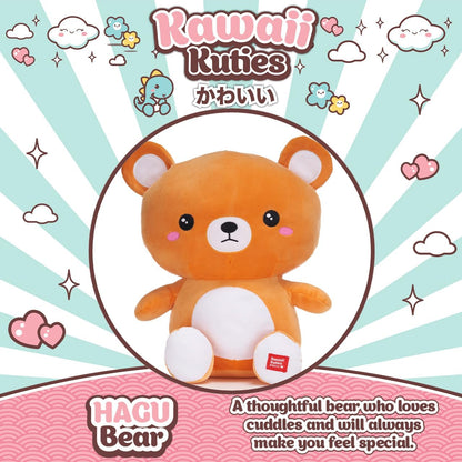 Posh Paws 49402B Kawaii Kuties 9.5" (24cm) Hagu The Bear Soft Plush Toy, Brown