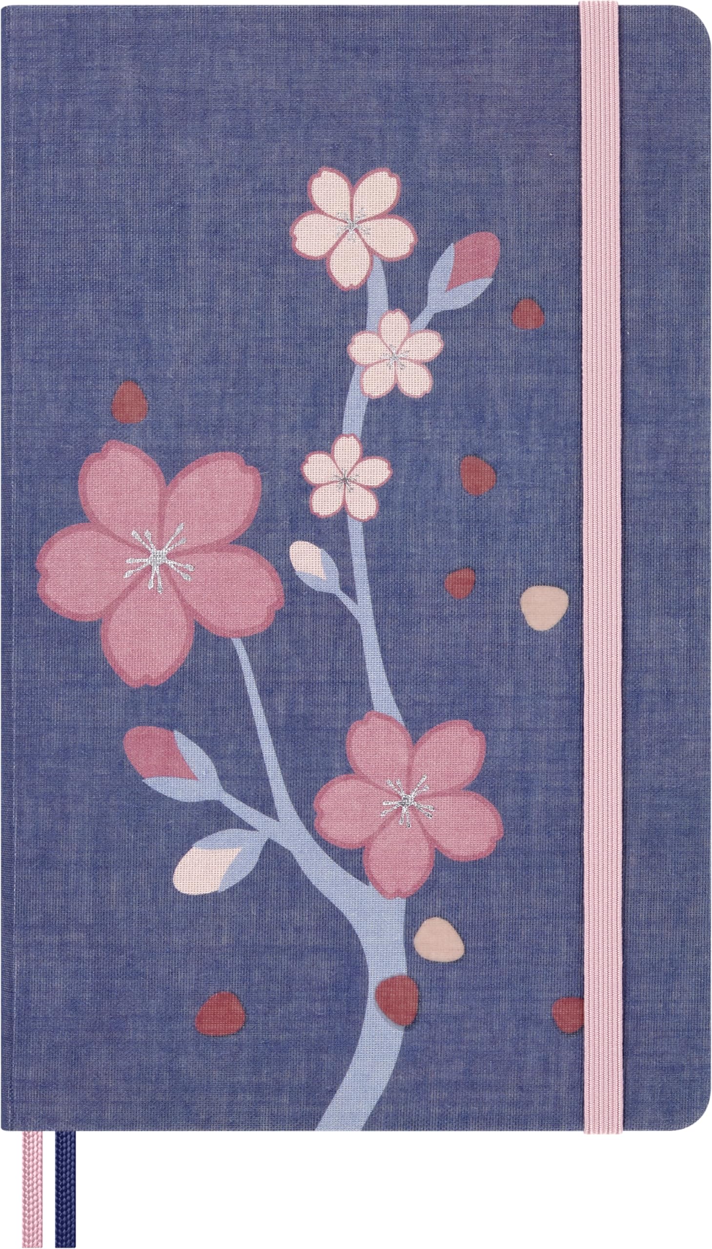 Moleskine Sakura Notebook, Notebook with Blank Pages, Hardcover in Fabric and Elastic Closure, with Greeting Card and Themed Stickers, Large Size 13 x 21 cm