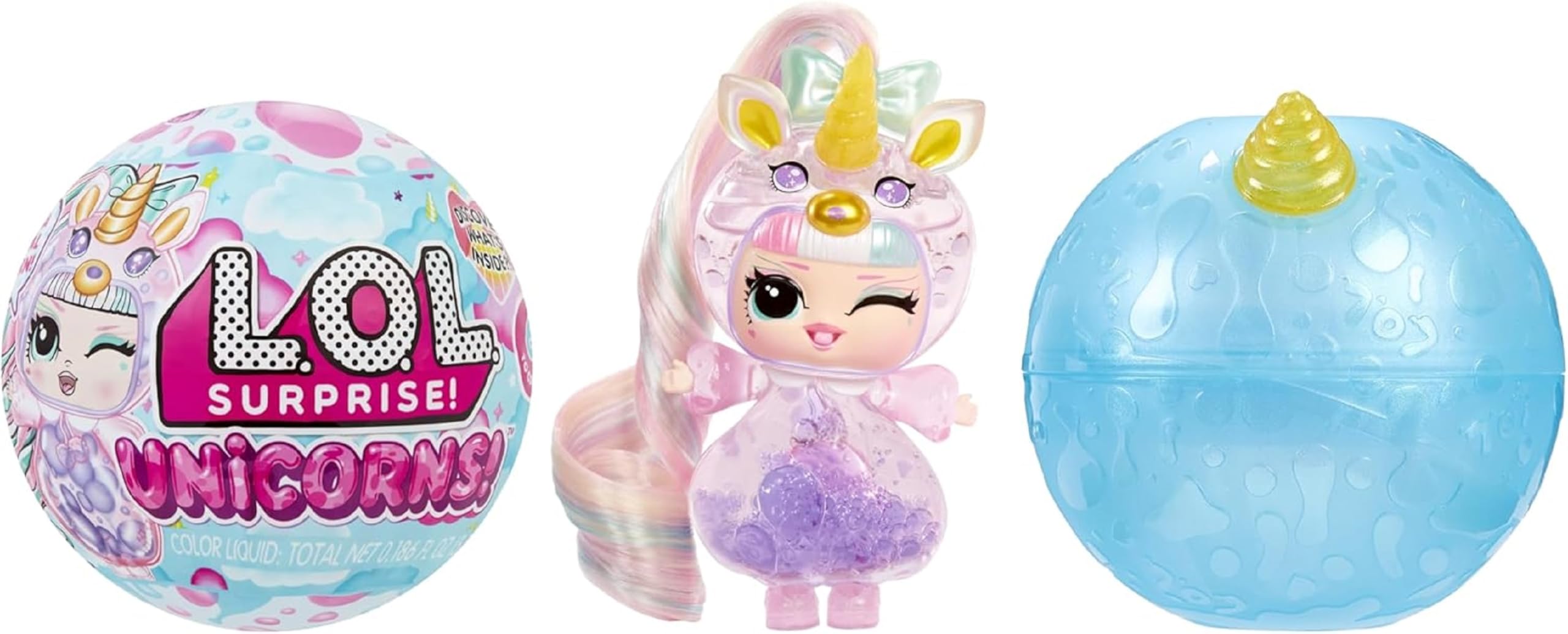 L.O.L. Surprise! Unicorns Tots - Inclusief 1 pop, lavalampervaring en transparante functies, blinde verpakking, 8 poppen om te verzamelen, 2 kleurrijke drankjes, ideaal voor kinderen vanaf 4 jaar