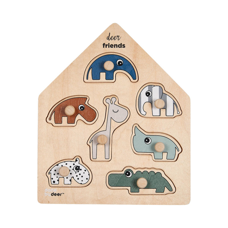 Done by Deer - Done by Deer Houten Noppenpuzzel Hertenvriendjes 7st.