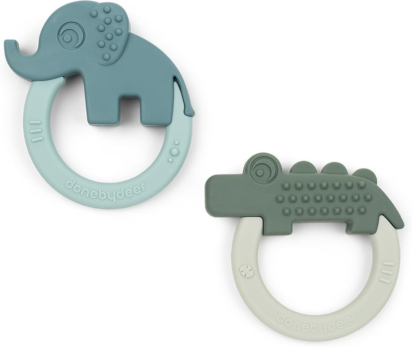 Done by Deer - Done by Deer Bijtring Hertenvriendjes Groen/Blauw 2st.