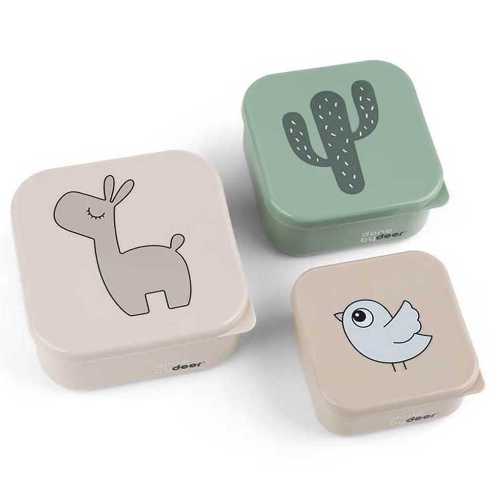 Done by Deer Lalee Sand Mix Snack Box Set of 3 Practical Snack Boxes in Three Different Sizes Box: 100% PP, Lid: 100% Polyethylene Food Grade