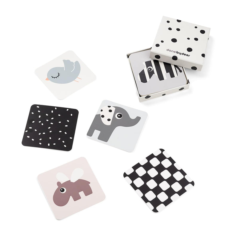Done by Deer Deer Friends Colour Mix - Confezione da 10 carte di apprendimento per bambini, colore: Nero/Bianco