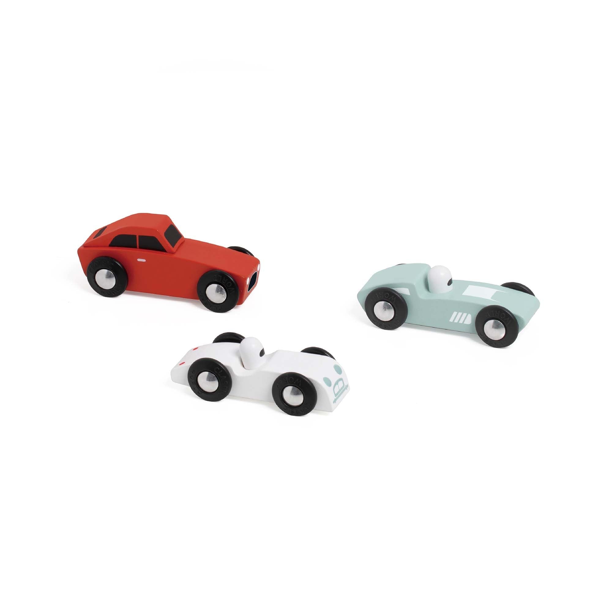 Classic World Houten Sportauto's Set, 3st.