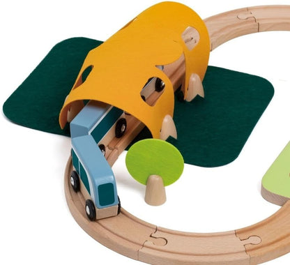 Classic World Set da gioco piccolo per pista ferroviaria in legno, 40 pezzi.