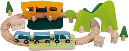 Classic World Set da gioco piccolo per pista ferroviaria in legno, 40 pezzi.