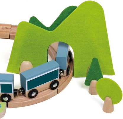 Classic World Set da gioco piccolo per pista ferroviaria in legno, 40 pezzi.