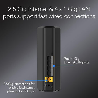 NETGEAR Nighthawk WiFi 7 Router (RS100) – Security Features, BE3600 Wireless Speed (up to 3.6 Gbps) - Coverage up to 1,500 sq. ft., 50 devices – 2.5 Gig Internet Port