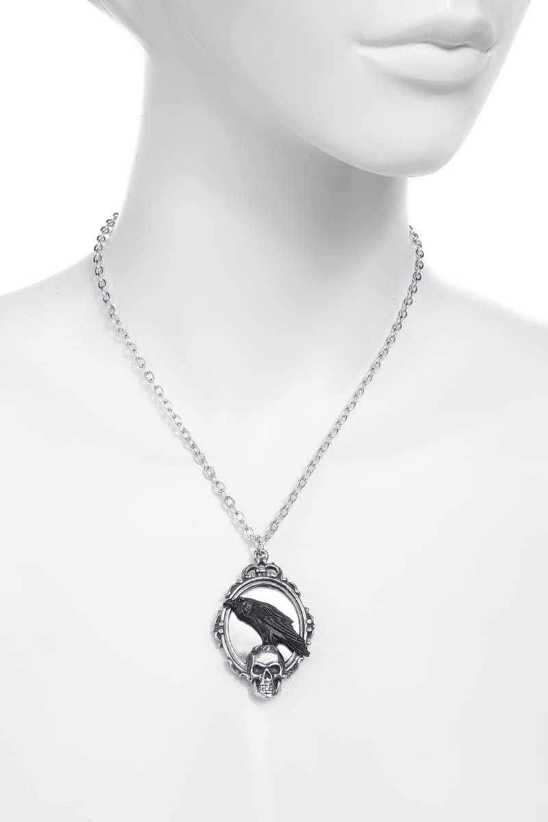 Reflections Of Poe Necklace Alchemy England Gothic Mirror Skull Crow Jewellery