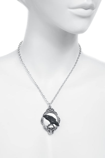 Reflections Of Poe Necklace Alchemy England Gothic Mirror Skull Crow Jewellery