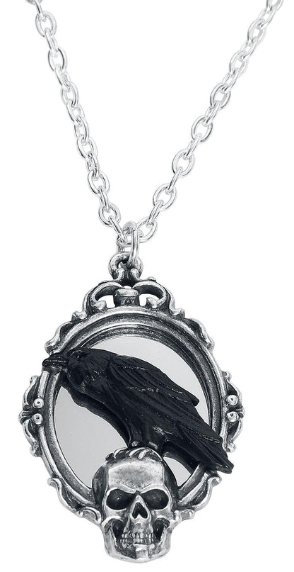 Reflections Of Poe Necklace Alchemy England Gothic Mirror Skull Crow Jewellery