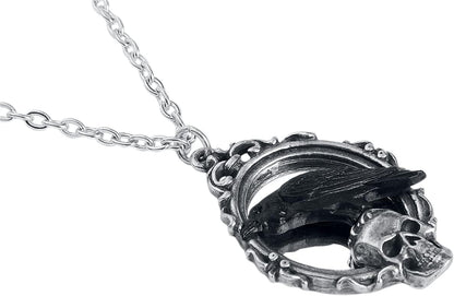 Reflections Of Poe Necklace Alchemy England Gothic Mirror Skull Crow Jewellery
