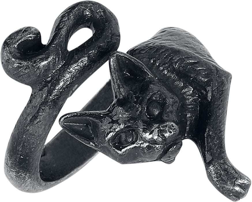 Alchemy Gothic Le Chat Noir Ring Mujer Anillo Negro
