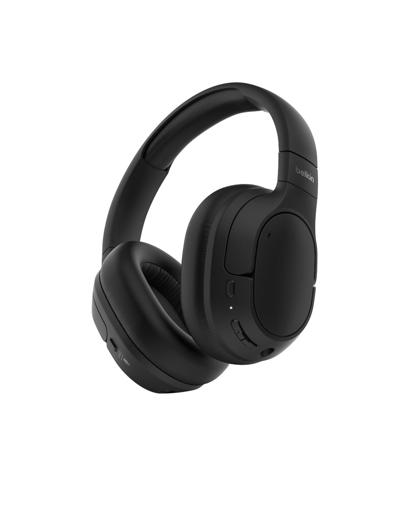 Belkin SoundForm Isolate Noise-Cancelling Wireless Headphones, over ear headphones with mic, Bluetooth headphones with 60H playtime, deep bass, CloudCushion ear cups for travel, home, office - Black