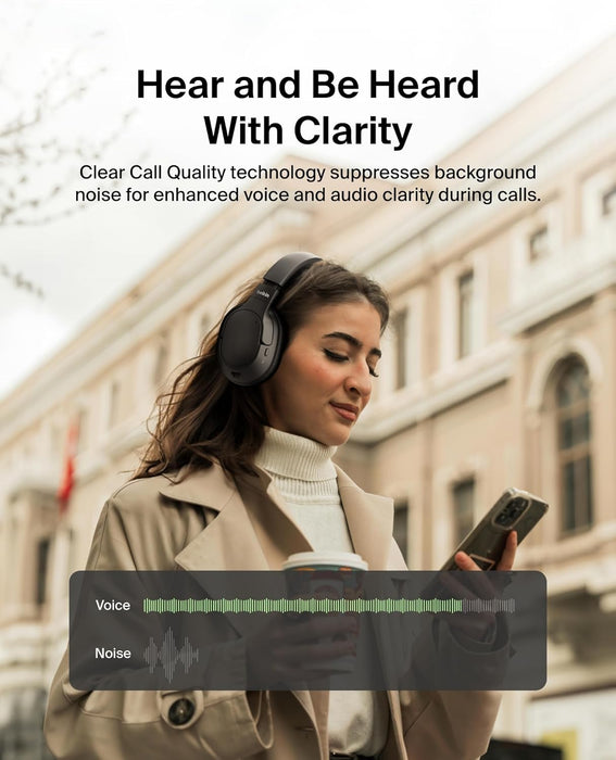 Belkin SoundForm Isolate Noise-Cancelling Wireless Headphones, over ear headphones with mic, Bluetooth headphones with 60H playtime, deep bass, CloudCushion ear cups for travel, home, office - Black