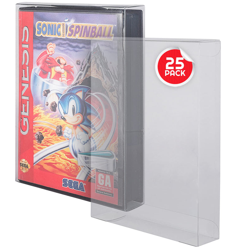 Game Box Protector for Sega Genesis Video Games - 0.40MM Thick, Anti-Dust, Acid-Free, Clear PET Sega Genesis Dust Cover and Storage Case by EVORETRO (Pack of 25