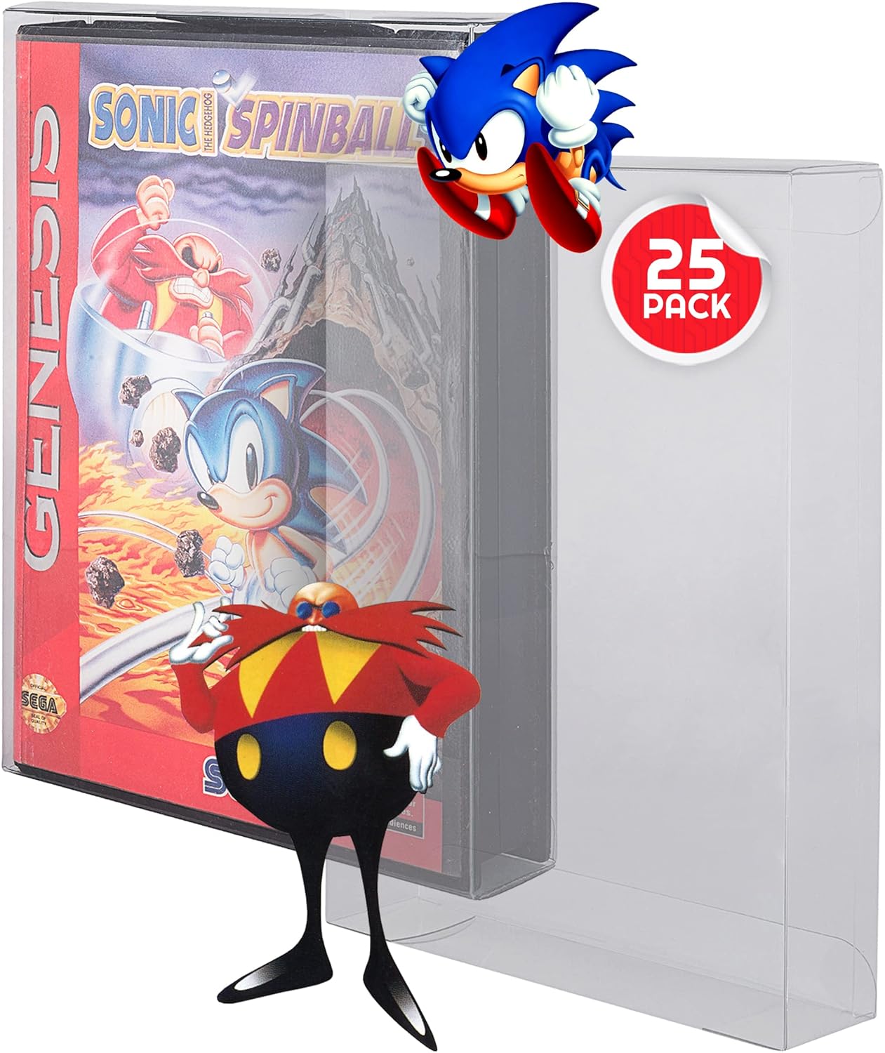Game Box Protector for Sega Genesis Video Games - 0.40MM Thick, Anti-Dust, Acid-Free, Clear PET Sega Genesis Dust Cover and Storage Case by EVORETRO (Pack of 25