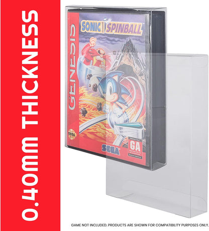 Game Box Protector for Sega Genesis Video Games - 0.40MM Thick, Anti-Dust, Acid-Free, Clear PET Sega Genesis Dust Cover and Storage Case by EVORETRO (Pack of 25