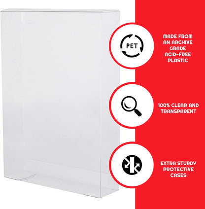 Game Box Protector for Sega Genesis Video Games - 0.40MM Thick, Anti-Dust, Acid-Free, Clear PET Sega Genesis Dust Cover and Storage Case by EVORETRO (Pack of 25