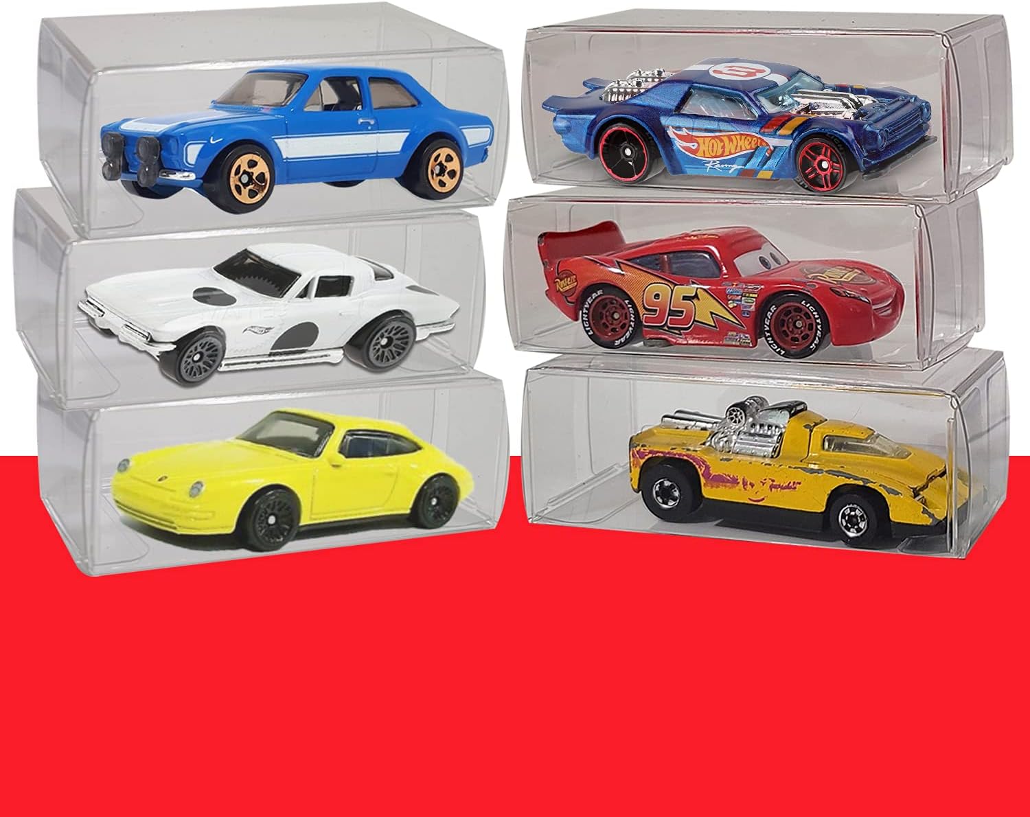 Display Case Protector Compatible for Hot Wheels 1/64 Display Case Die Cast Standard-Sized Cars- 0.45MM PET Protector - Pack of 50 Toy Car Storage Organizer