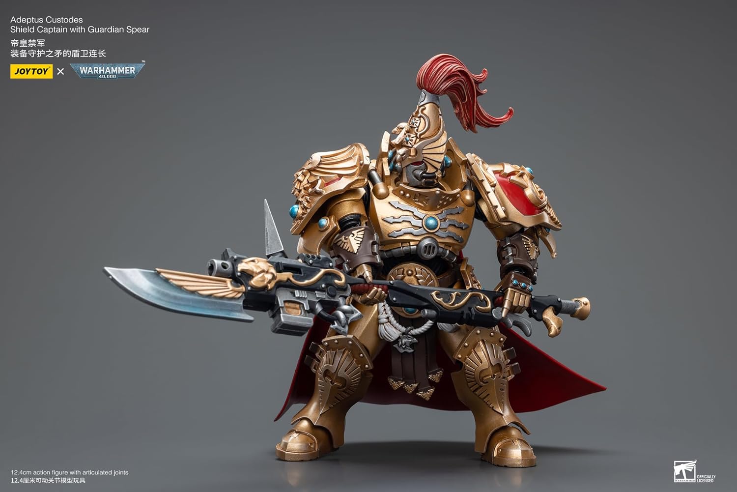 JOYTOY 1/18 Warhammer 40K Adeptus Custodes Shield Captain with Guardian Spear Action Figure Anime Collection Model Gift
