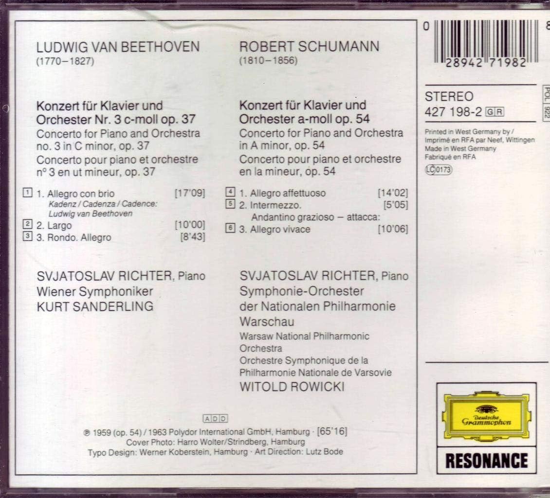 Svjatoslav Richter - Klavierkonzert Nr. 3 c-moll op. 37 / Klavierkonzert a-moll op. 54
