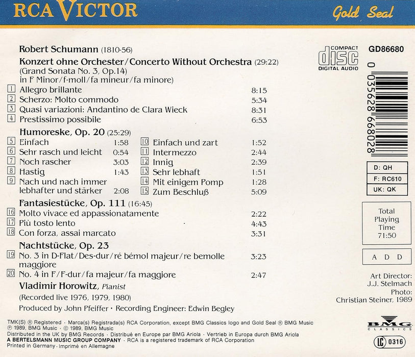 Concerto Without Orchestra - Grand Sonata No. 3 Op. 14 / Humoreske Op. 20 / Fantasiestucke Op. 111 / Nachtstucke Op. 23