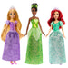Mattel Disney Princess Toys, Tiana + Rapunzel + Ariel, Pack of 3 Fashion Dolls with Sparkling Clothing and Accessories Inspired by Disney Movies, HLW45